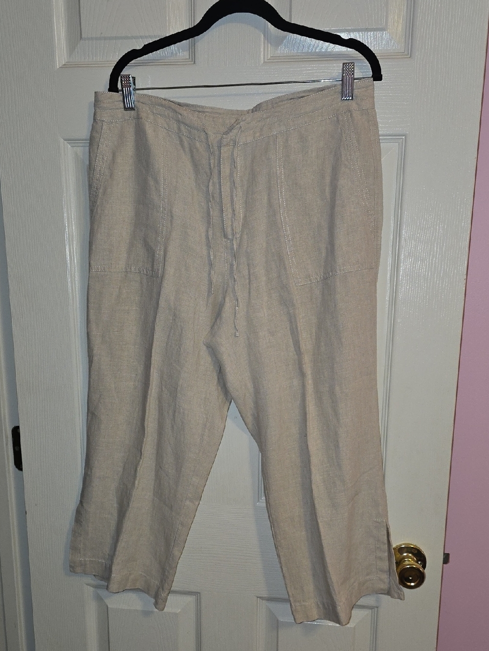 Liz Claiborne Natural Beige Wide-Leg Linen‎ Pants